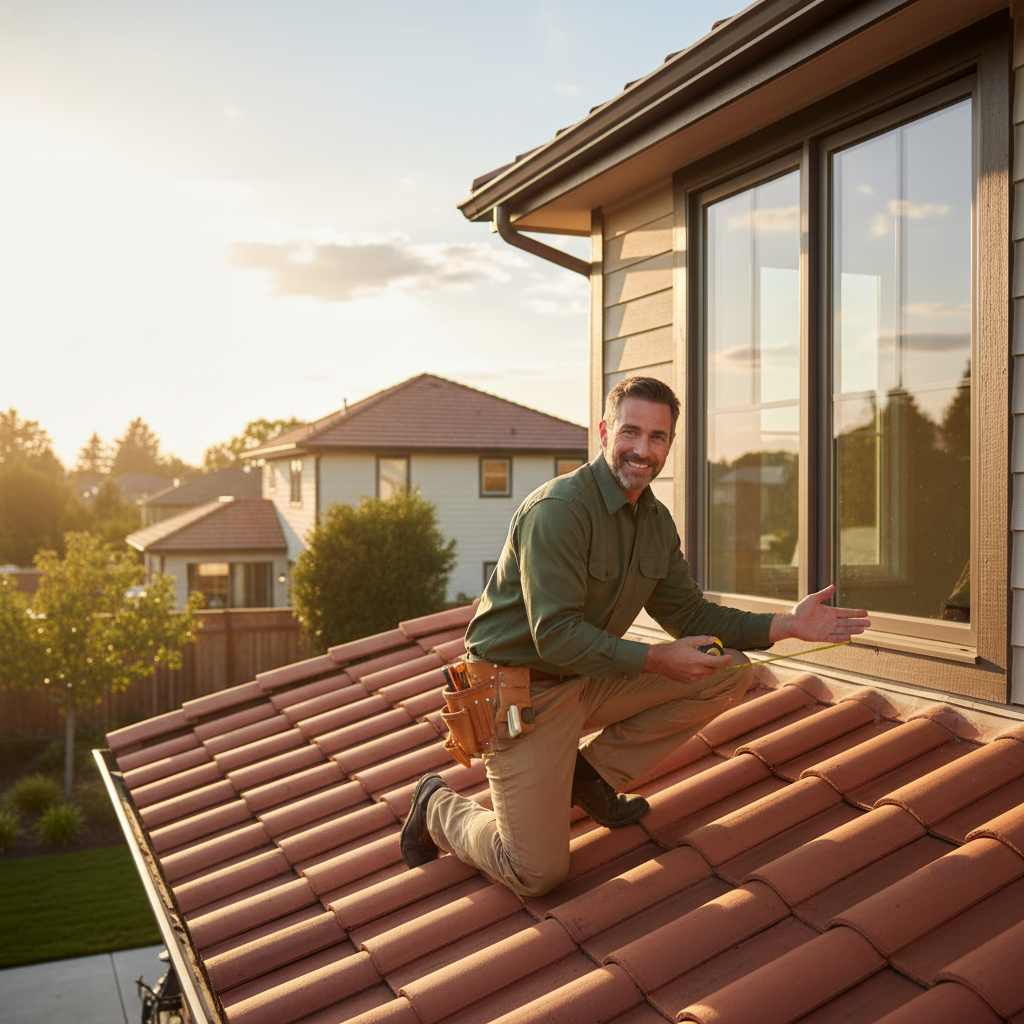 Window installer with happy homeowners after a successful install